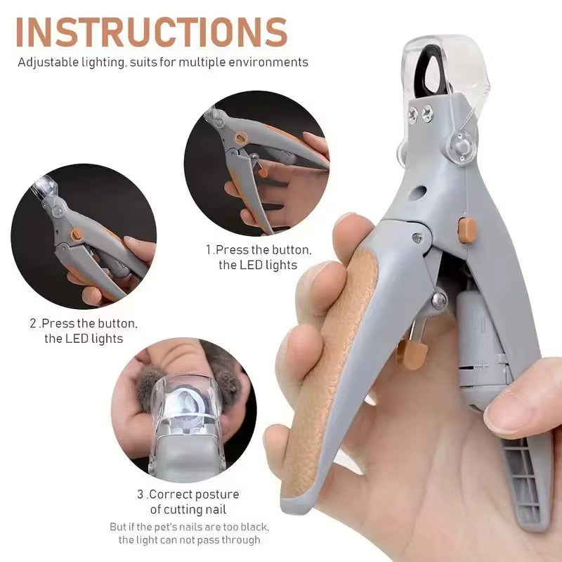 Professional LED Stainless Steel Battery-Powered Pet Claw Nail Clippers Scissors for Reptiles