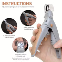 Professional LED Stainless Steel Battery-Powered Pet Claw Nail Clippers Scissors for Reptiles